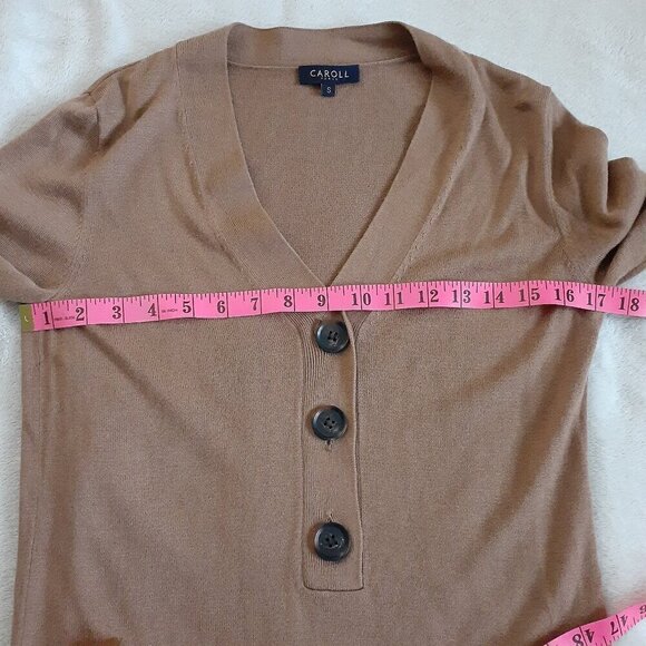 Caroll Paris Women's Size Small Camel Brown Wool Blend Pullover Classic Sweater - Picture 9 of 10